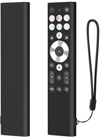 Custodia protettiva per telecomando Hisense ERF6A80 ERF6G80H ERF6F80H per Hisense Class A7 U8 Series 4K TV Remote custodia in silicone antiscivolo morbida protezione con cordino (nero)