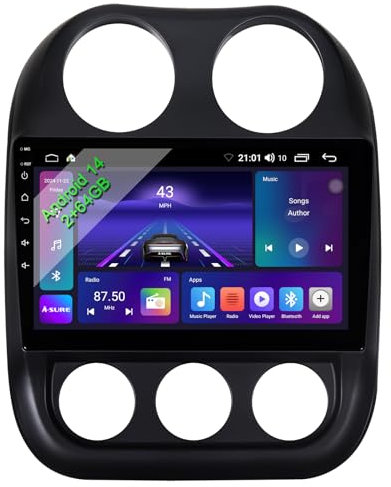 ACAVICA Autoradio Android 15 per Jeep Compass 2010-2016 - Schermo 9'' HD, CarPlay Wireless, GPS, WiFi 6.0, Bluetooth 5.4, 4+64GB - Telecamera Visione Notturna, Stereo 2 Din Multifunzione