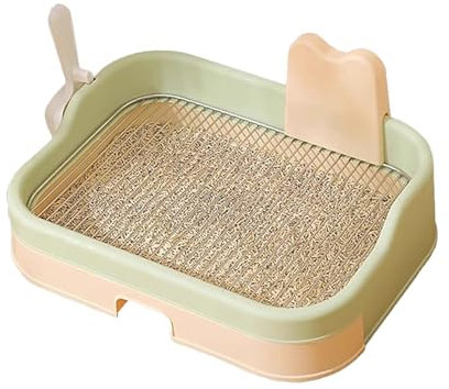SJJALAKAJA Hundetoilette Für Kleine Hunde Erhöhtes Gehäuse Herausnehmbarer Edelstahlrahmen Doppelnutzung Mit Einstreu Und Pinkelpads Leicht Zu Reinigen Punkt-Toilette Hundetrainingswanne(Beige)