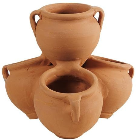 FRANCACOR Juego MACETAS Unidas - Barro Natural - 4 MACETAS EN LA Misma Pieza - ECOLÓGICO - Maceta Barro Redonda Plantas Flores (22 x 19 cms)