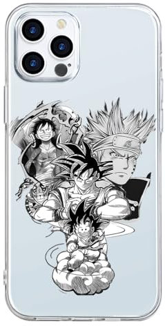 Schutzhülle Transparent für Apple iPhone 12 mini Hülle 5.4 Zoll, Cartoon Anime Dragon Ball luffy One Piece Naruto mit Muster Designs Manga Mädchen Junge Case Handyhülle Stoßfest TPU Ultra Dünn Cover