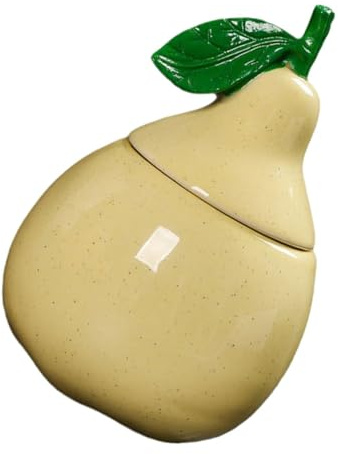 GLEAVI Boîte à Thé en Céramique Forme Poire Beige avec Couvercle Hermétique pour Stockage de Café et Biscuits, Design Créatif et Facile à Nettoyer Cuisine et Bureau