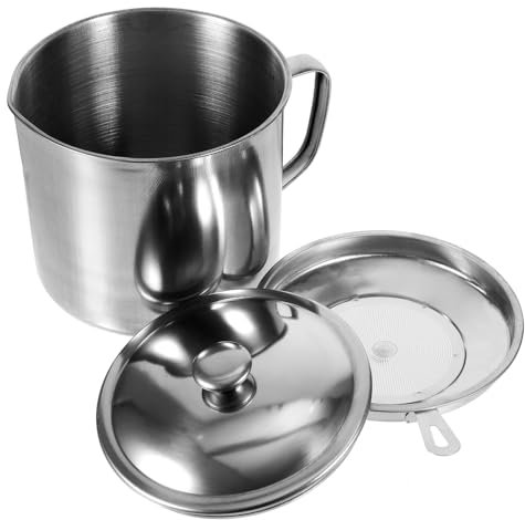 BESTYASH 1stück Ölfiltertopf Mit Feinem Sieb Praktischer Fettbehälter Aufbewahrung Von Frittieröl Und Speisefett Mit Abnehmbarem Deckel Und Ergonomischem Griff Für Sicheres Handling