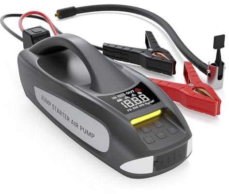 TEVOLE 6000A Jump Starter with Air Compressor, 27000mAh 160PSI Portable Car Battery Jump Starter, 12V Battery Pack (All Gas 12L Diesel)