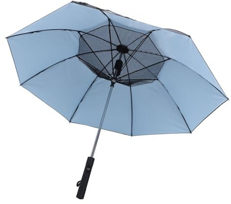 Cuifati Sol Paraguas con Ventilador de Nebulina, Ventilador de Nebulina de Martillo de Enfriamiento de 8 Costillas Portátil (Blue)