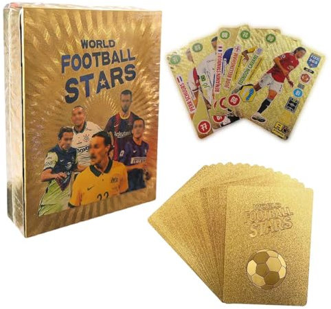 2025 Limited Edition Set - 55 Golden Foil Cards | Premier League & UEFA Football Cards | World Cup Football Star 2025 Karten | Goldene Fußballkarten in Sammlerdose für Fußball F