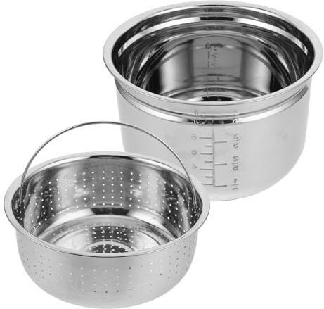 MUCKLILY 1ensemble Pot Intérieur Acier Inoxydable Pour Cuiseur Électrique Panier Vapeur Inclus Cuisson De Riz Et Séparation Soupe Accessoire Pratique Pour Cuisinière Multifonction