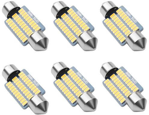6 luci interne da 36 mm, luci interne a LED per auto da 12 V - 30 lampadine a LED per illuminazione interna, 650 lumen, bianco caldo, lampadine a siluro Plug & Play, illuminazione interna per veicoli