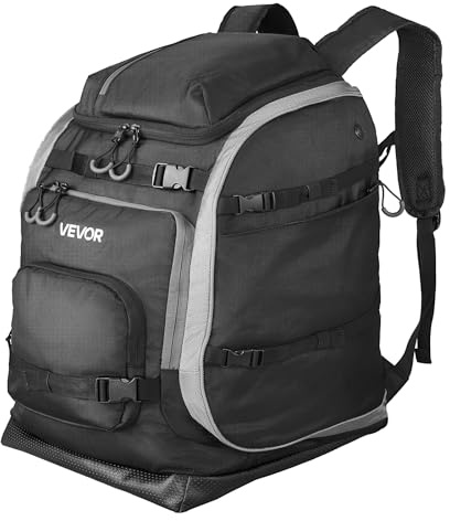 VEVOR Borsa per Scarponi da Sci, 70L, Zaino da Viaggio per Scarponi da Snowboard, con Esterno e Fondo Impermeabili, Oxford 1680D Resistente, Borsa per Sci, Casco, Occhiali, Accessori, Nero