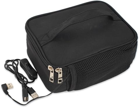 Portalone portatile, 12 V Rescaltato Borsa da pranzo USB Ricarica di carico Mini forno a microonde Oxford Walder per auto Truck Truck da viaggio in campeggio Uso (nero) |.Sacchi
