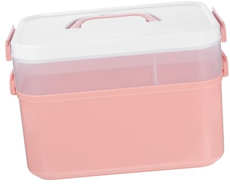 Abaodam Handheld Nail Art Supplies Box Double-layer Nail Polish Box Pp Plastic Toolbox with Buckle Design Handle Simple and Generous Look Design Practical Easy-carrying