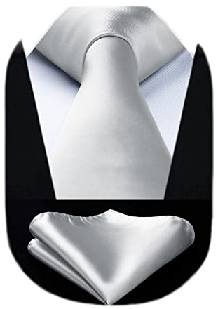 HISDERN Krawatte Grau Business Krawatte mit Einstecktuch Hochzeit Party Krawatten Set für Männer Geschenke zum Valentinstag Herren krawatte taschentuch