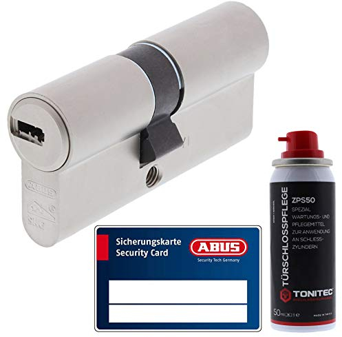 ToniTec Set aus ABUS Schließzylinder Türzylinder als Doppelzylinder EC660 GS gleichschließend inkl. 3 Schlüssel je Bestellung mit Sicherungskarte Größe 50 60mm + ToniTec Pflegespray