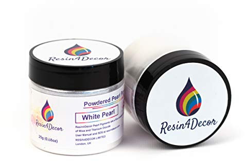RESIN4DECOR Metallpulverförmiges Perlglanzglimmerpigment für Epoxidharzprojekte, Schmuck, Kunsthandwerksprojekte, Epoxidtisch, Tafel, Tablett, Leinwand, Malerei, 25g (White Pearl)