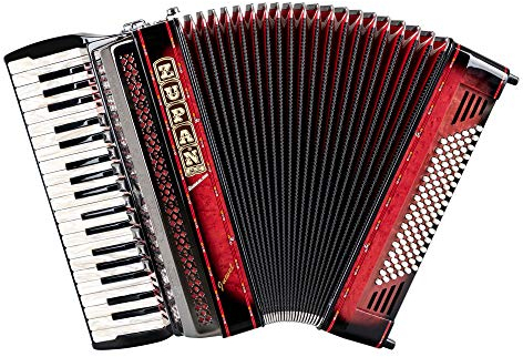 Zupan Juwel IV 96 EF/MH Akkordeon (38 Diskanttasten, 4-chörig, 9+1 Register, inkl. Trageriemen mit Querriemen, Poliertuch und Luxuskoffer) Shadow Red