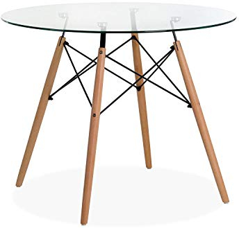 Noorsk Design Mesa Redonda De Comedor o Cocina Tower Cristal 100 (Diámetro 80)