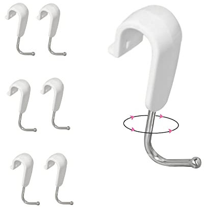 EINFAGOOD S Haken Edelstahl 7 Stück, geeignet für Rohre bis Ф19 mm, Haken zum Einhängen in Küche, Bad, Schrank, Garage und Garten zum Aufhängen von Gegenständen (Weiß)
