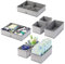 mDesign 2er-Set Kinderzimmer Aufbewahrungsbox aus Kunstfaser mit Fischgrätmuster – Stoff Aufbewahrungsboxen für Babysachen – auch als Kinderschrank Organizer oder für Schubladen – grau