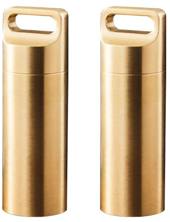 2 Pillendosen, tragbare Pillendosen, wasserdichter Pillendosenhalter für den täglichen Gebrauch, tragbarer Medikamentenspender für Outdoor-Camping und Reisen (Gold, 6.5 * 1.95cm)