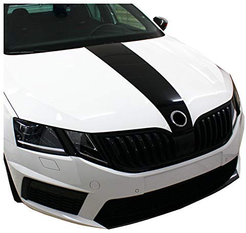D082 Motorhauben Dekor passgenau Folie Powerdome Aufkleber Design Zubehör Vinyl (Schwarz Glanz)