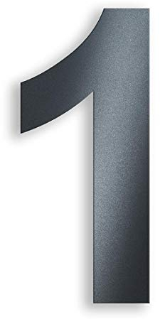 Metzler Hausnummer aus massivem Stahl in Anthrazit - RAL 7016 Anthrazitgrau Feinstruktur Pulverbeschichtet - Schrift Arial - Höhe 14cm - Ziffer 1