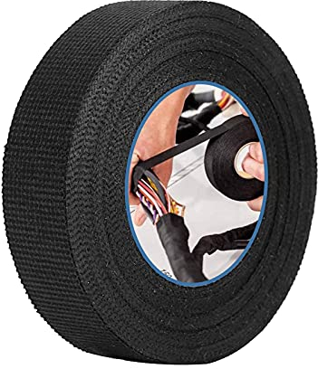 Nastro in Tessuto, Nastro Adesivo in Tessuto, Nastro Adesivo per Coperture dei Cablaggi, Nastro Adesivo in Tessuto Resistente al Calore per Ridurre il Rumore per Auto Moto, Nero(9mm×25m)