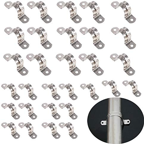 Zaky 12mm 14mm 304 Edelstahl Rohrklemme Clip 30 Stk Rohrschelle U-Typ Rohrschelle Rohrschelle Klemme Zangen Kupplungs Hoop(Silber)