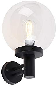 Qazqa - Modern Außen Wandleuchte schwarz mit Kunststoff IP44 Edelstahl I nickel matt - Sfera I Außenbeleuchtung - Rund - LED geeignet E27