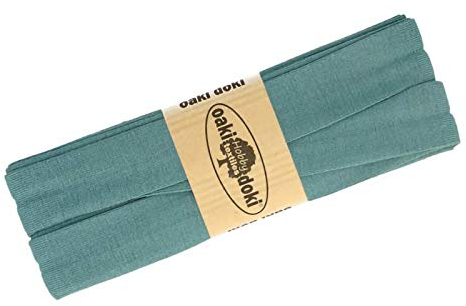 Schrägband Jersey 3m Breite 20mm Oaki Doki Tricot de Luxe Einfassband elastisch über 80 Farben, Farbe:petrol grau