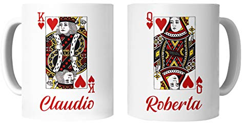 Coppia Tazze Mug PERSONALIZZA CON IL TUO NOME SanValentino King & Queen - Valentine's - idea regalo per Lui e lei