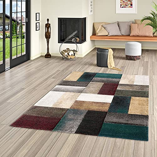 Pergamon Kurzflor Wohnzimmer Designer Teppich Maui Modern Grün Bunt Trend in 5 Größen