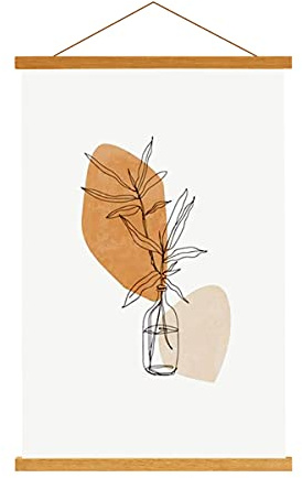 Sanauto B0 Posterrahmenaufhänger, 140 cm, magnetische Holzposter-Aufhänger-Schienen, Magnetrahmen-Aufhängeset für 140 x 100 cm große Wandkarte im Querformat (140 cm, Teakholz)