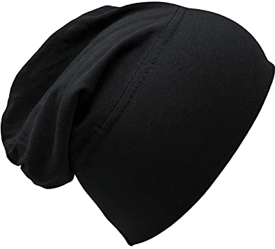 Baumwoll Bandana, Unterkopftuch geschlossen, Bonnet, Hijab, Bone, Turban Beanie Kopftuch Krebs, Haarausfall, Schlafmütze, schwarz