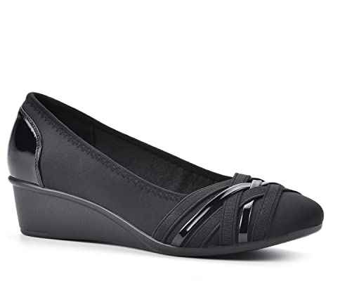 CLIFFS BY WHITE MOUNTAIN Women's Bowie Wedge, Black/Nylon, 9 W
