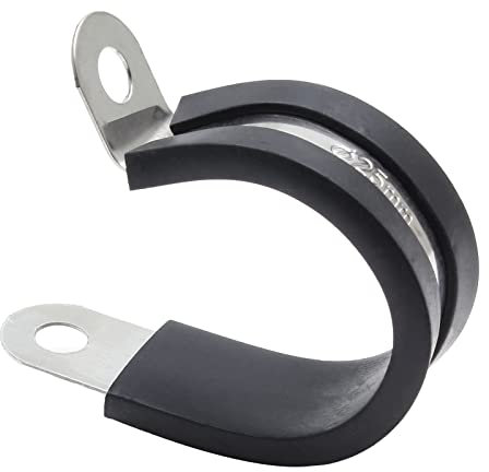 Suiwotin Morsetti per cavi da 25 mm, morsetti per cavi in acciaio inossidabile, morsetto isolato in gomma per tubi, tubi, tubi, cablaggi, cavi