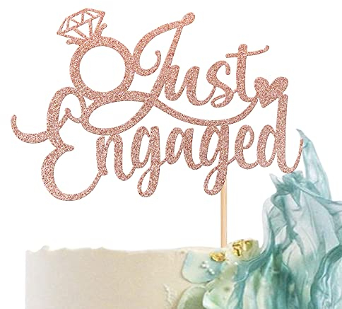 1 Piece Just Engaged Cake Topper Glitter We Are Engaged Cake Decoration Bridal Engagement Wedding Cake Decoration Party Wedding Cake Decorations Accessories Rose Gold