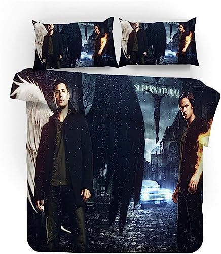 SheYle Supernatural Bettwäsche-Set, Bettbezug 135 X 200 cm Und Kopfkissenbezug, Mikrofaser, Für Teenager Kinderbettwäsche (A2,135x200cm+75x50cmx1)