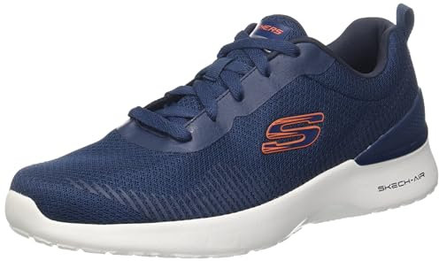 Skechers Skech-Air Dynamight Bliton, Zapatillas Hombre, Navy Mesh Synthetic Orange Trim, 42 EU