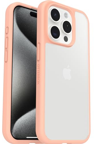 OtterBox Sleek Hülle für iPhone 15 Pro, stoßfest, sturzsicher, ultraschlank, schützende Hülle, Getestet nach Militärstandard, Transparent/Pfirsich, Keine Einzelhandelsverpackung