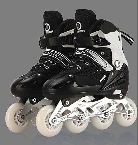 Inline Skates 4-in-1, verstellbare Schlittschuhe und Inline-Skates für Kinder und Erwachsene, ACEB7-Kugellager, Code M, Schwarz (Größe 35-38)