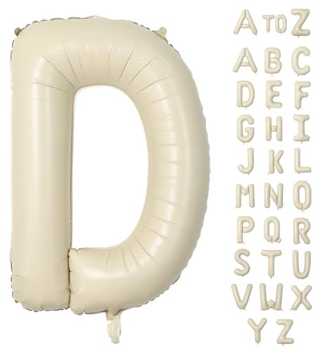 Biapian Buchstaben Ballons XXL, 40 Zoll Große Buchstabe D Folienballon, 101.6CM Beige Buchstaben Luftballon Aluminiumfolie Helium Ballons für Geburtstag Babyparty Hochzeit Jubiläum Dekoration(Creme D)