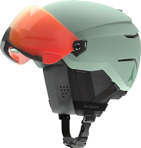 ATOMIC SAVOR VISOR PHOTO Skihelm mit Visier - Pistachio - Größe S - Maximale Stoßdämpfung - Active Aircon Belüftungssystem - Hochwertige Verspiegelung für klare Sicht