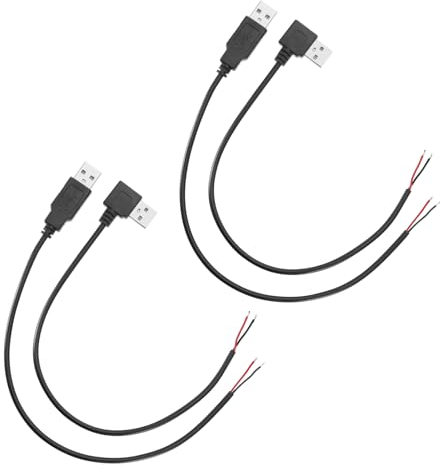 The Lord of the Tools 4 Stück USB 2.0-Kabel mit Offenem Ende 2-adriges USB-Stecker-offenes Kabel DIY-Reparatur-Anschluss Ladegerät-Kabel 2-adriger Blanker Stromdraht für LED-Licht-Lüfter