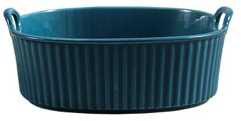 TYMYYS Sartén Rectangular Para Lasaña Con Asa, Sartén Pequeña De Cerámica Para Hornear Para Una Persona, Fuente De Horno De Porcelana A Prueba De Horno-azul-650ml, 18x16.5x5.5cm