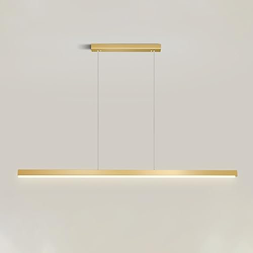 SEMANHUAOZ Lámpara colgante de isla de cocina de 39,4 pulgadas, lámpara colgante LED moderna, lámpara colgante de barra de aluminio, lámpara colgante lineal de metal, lámparas de tira larga blanca/dor
