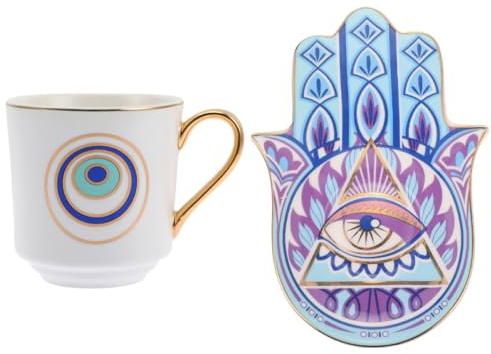 TOPBATHY 2 Set Tazza Da Tè Tazza in Ceramica Con Piattino Tazza Da Zuppa Tazze Da Cappuccino in Porcellana Tazza Di Caffè Turco Bicchieri Retrò Caffè Espresso Bicchiere Ufficio Pendente
