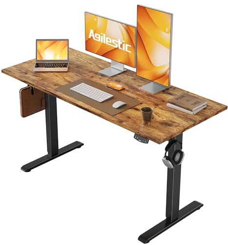 Agilestic Scrivania Regolabile in Altezza, 120 x 60 cm Elettrica scrivania per computer con funzione di memoria, Scrivania da Ufficio e Casa, Marrone