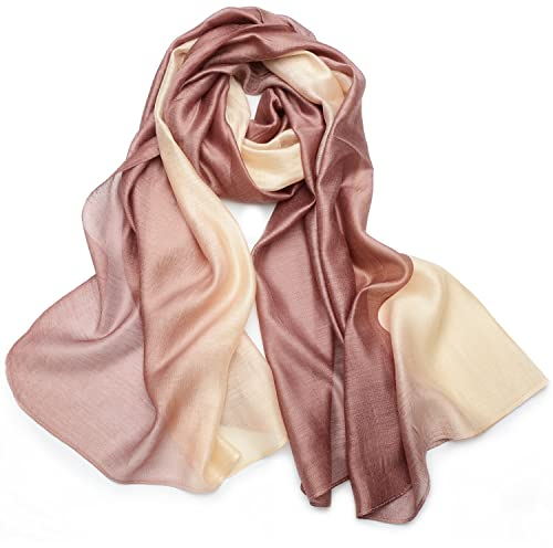 SNUG STAR Baumwolle Seidenschal Elegante Weiche Wraps Farbton Schals für Frauen (Verlauf - Beige)