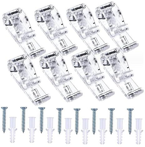 8 Set Roman Blind P Clip, Plastic Roman Roller Blind Chain Cord P Clips Hooks Child Safety Roller Blind Clips for Blinds with 8 Screws and 8 Plastic Pillars