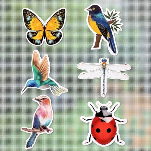 JSRQT 6 Pezzi Adesivo Magnetico Decorativo Magneti per Zanzariera Magneti Flessibili Decorativi Farfalle Magnetiche Doppia Faccia Calamita Colibrì Libellula Magneti Porte a Schermo Screen Door Decals
